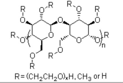 Molecular structure of methyl hydroxyethyl cellulose