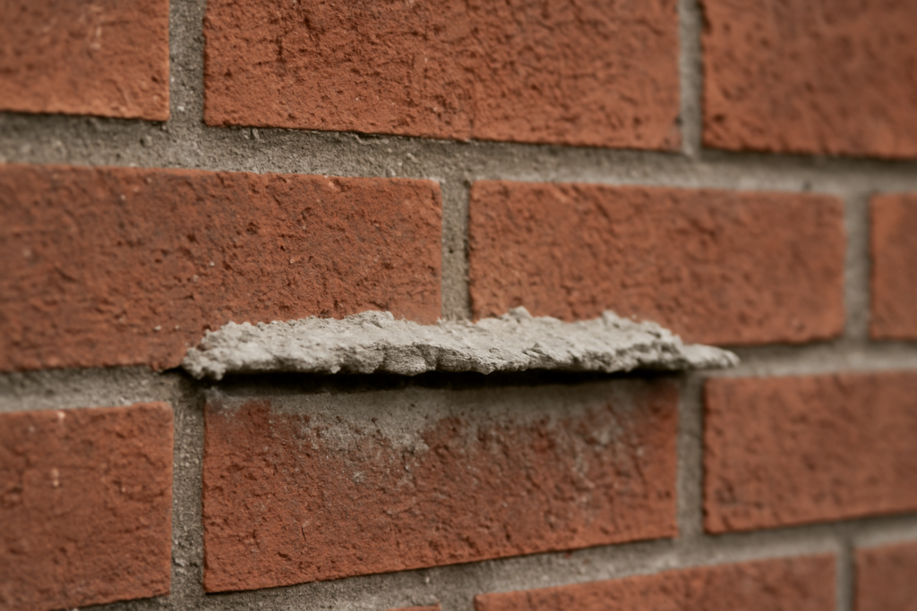 failed mortar adhesion example