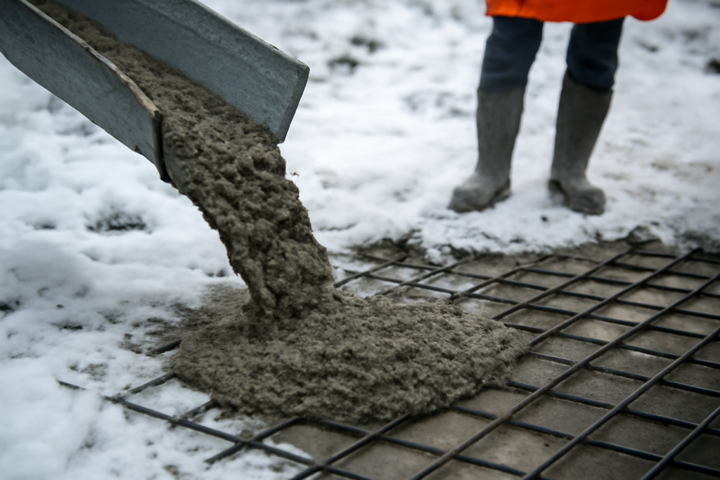 concrete being poured in cold weather