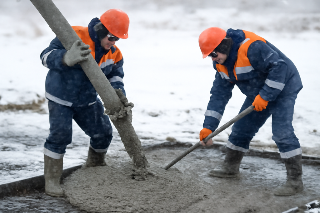 concrete being placed in cold weather