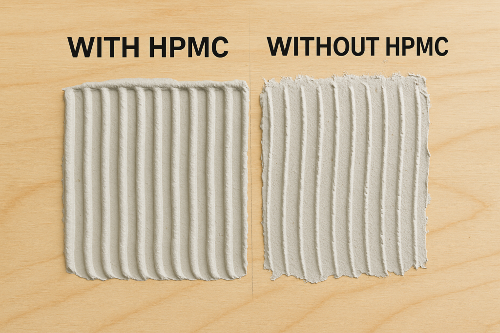 Comparison of tile adhesive with and without HPMC