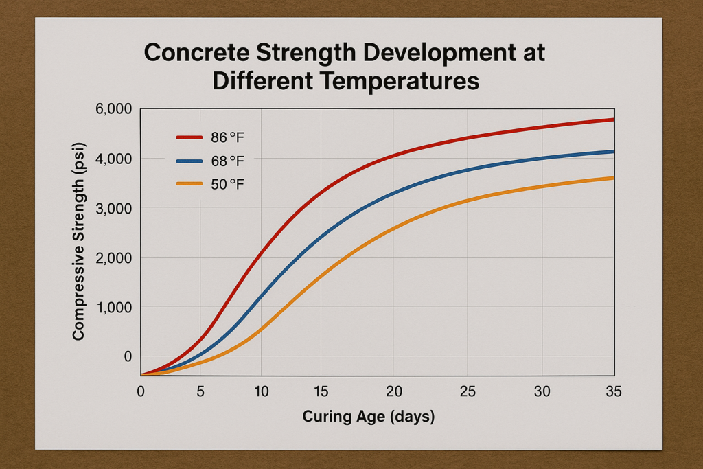 concrete strength development chart