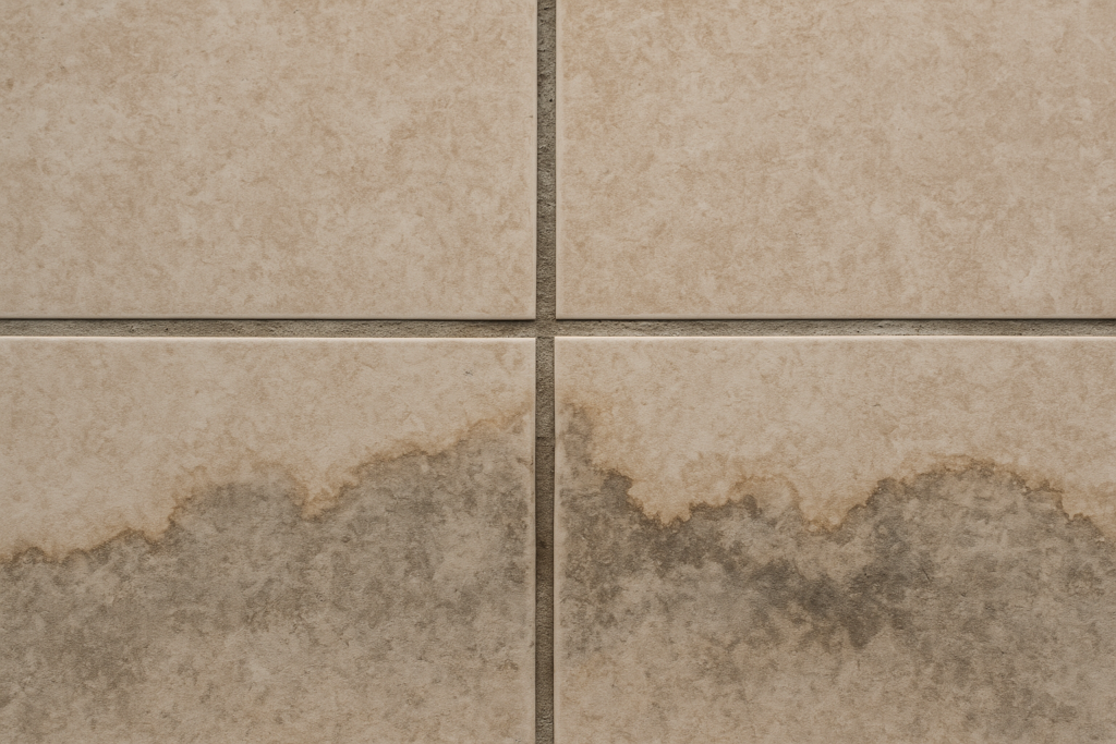 water damage to tile installation