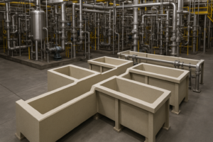 Polymer concrete being applied for chemical resistance