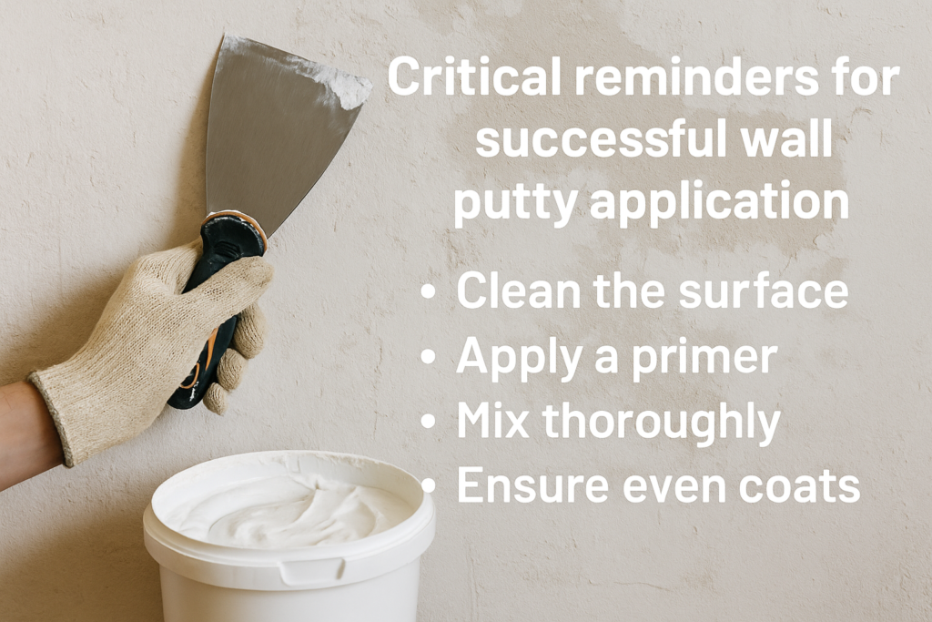 important wall putty application reminders