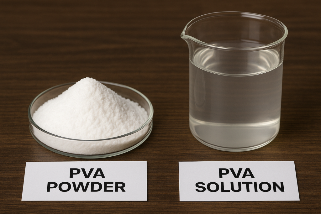 Comparison of PVA powder and solution