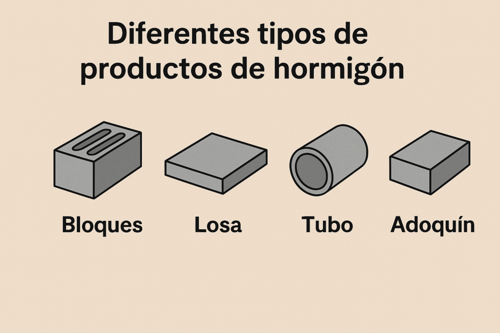 diferentes tipos de productos de hormigón
