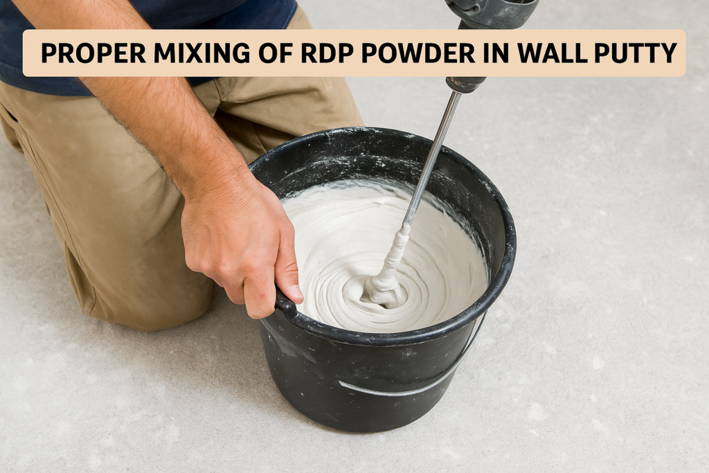 RDP powder being mixed into wall putty