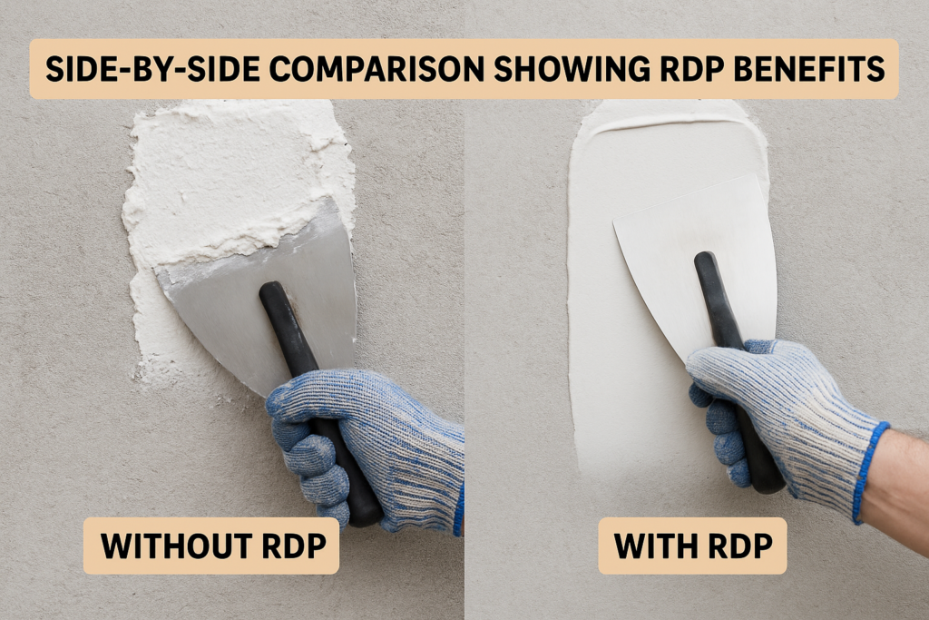 Wall putty performance comparison with and without RDP
