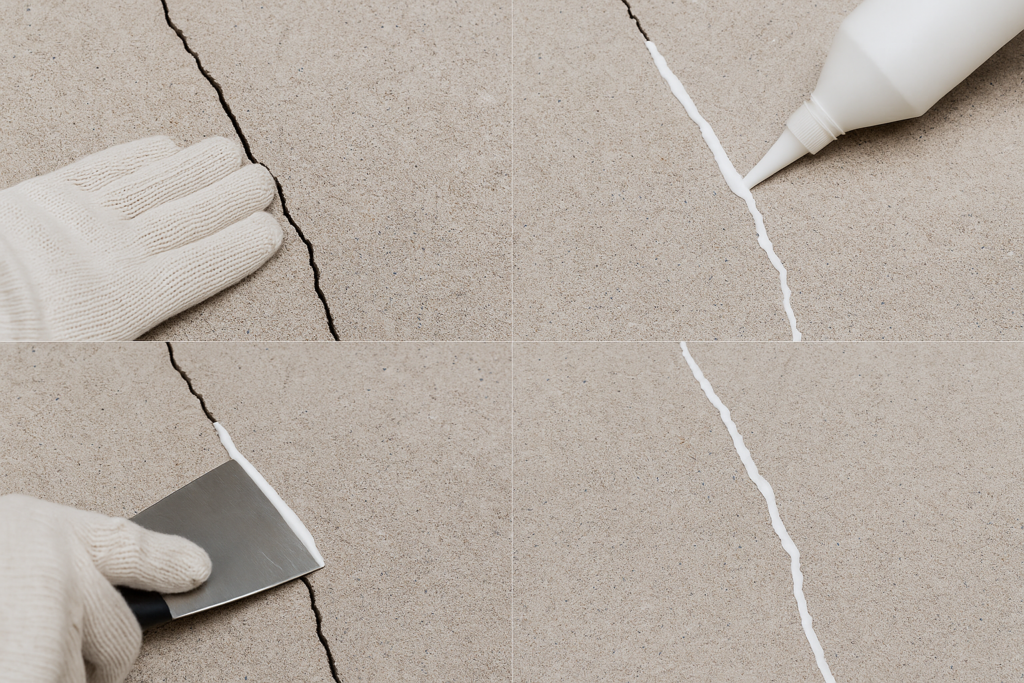 Step by step concrete crack repair