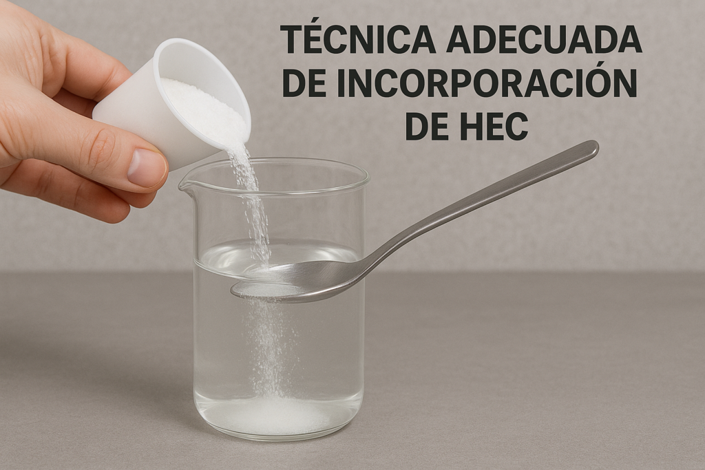 Proceso correcto de dispersión de HEC
