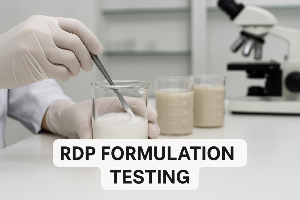 Laboratory testing of different RDP formulations