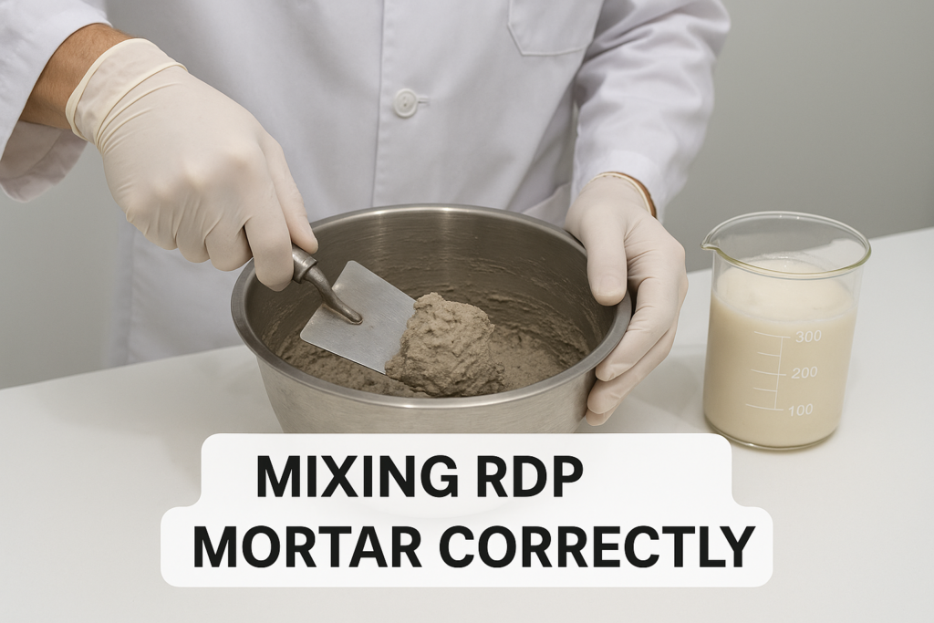Proper mixing technique for RDP-modified mortar