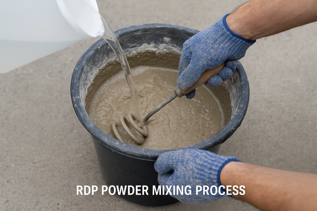 RDP powder mixing with cement for crack repair