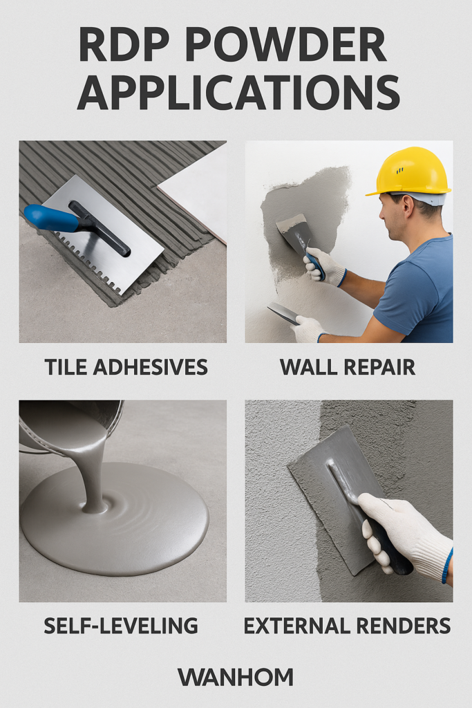 multiple applications of RDP powder in construction
