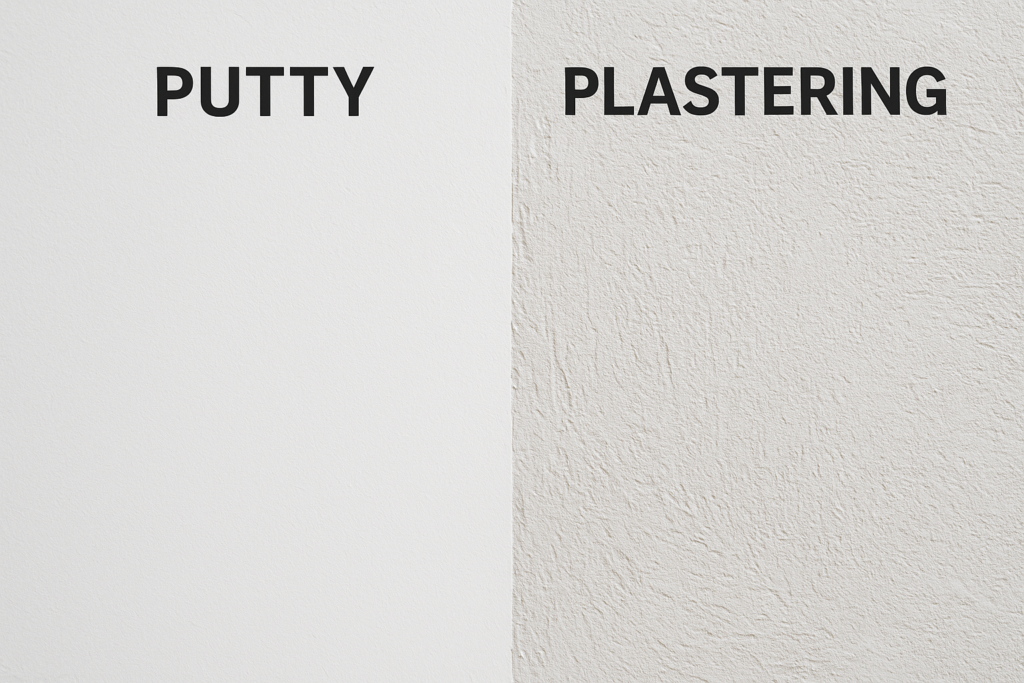 Comparison of putty and plastering powder textures