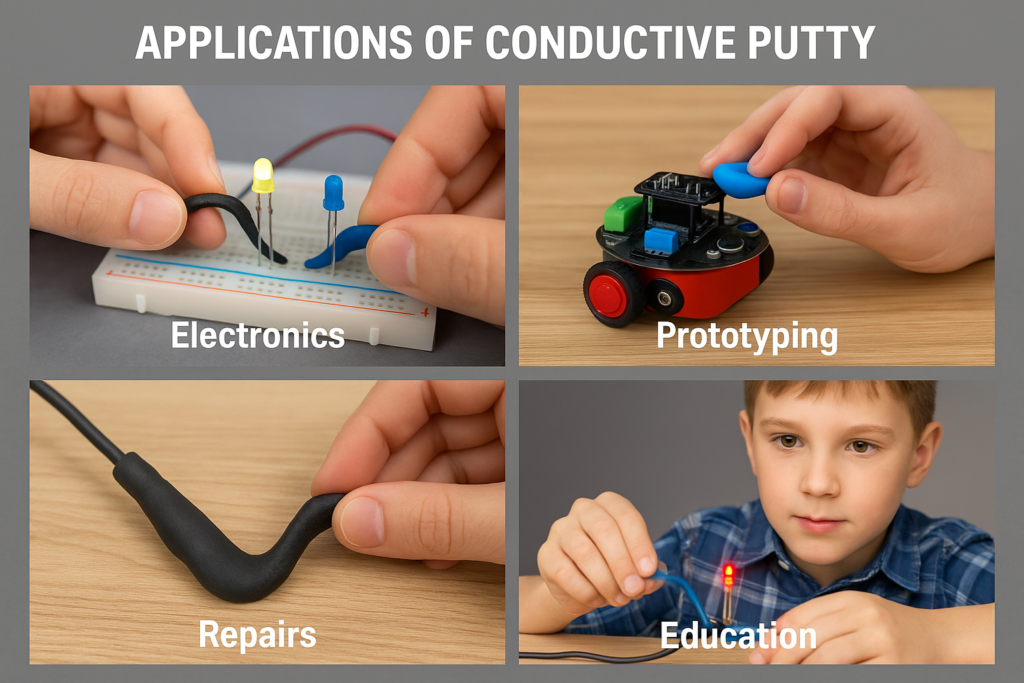 alt with various applications of conductive putty