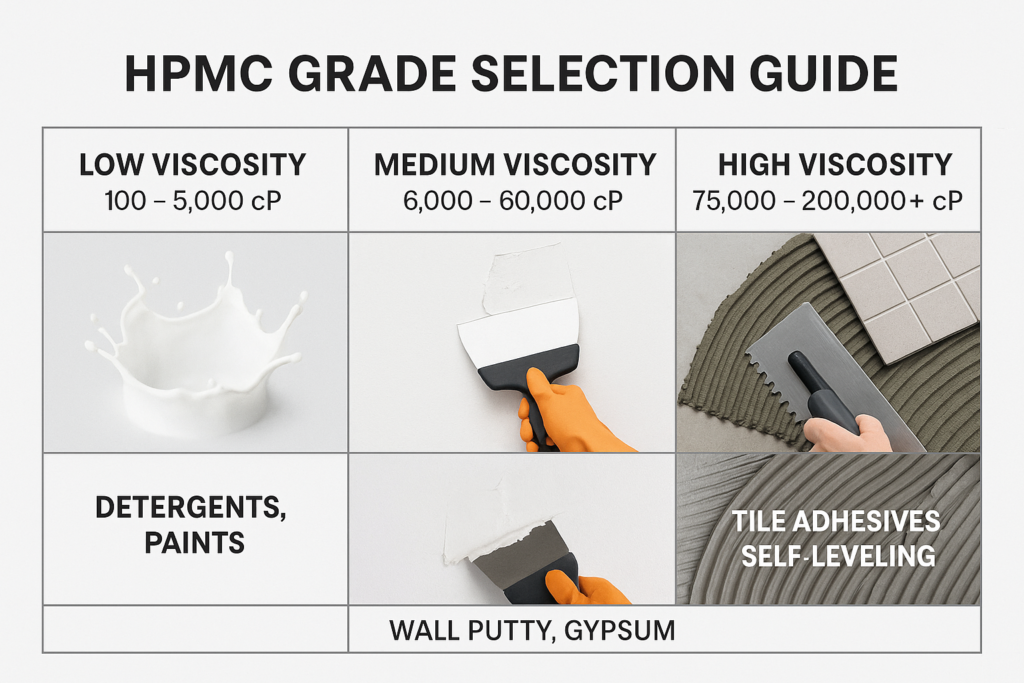 Different HPMC grades for various applications
