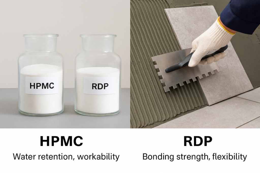 HPMC and RDP powders for tile adhesive