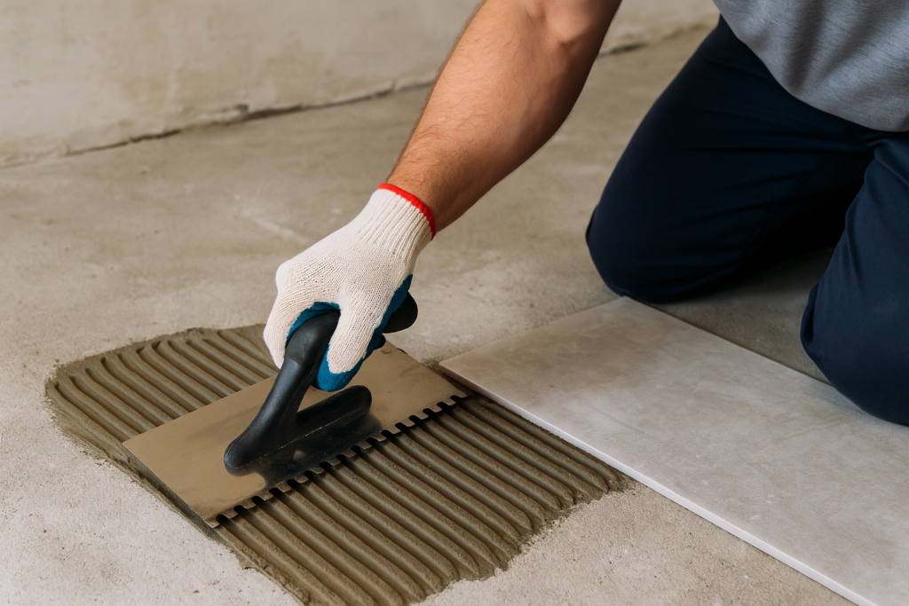 Proper trowel notching technique