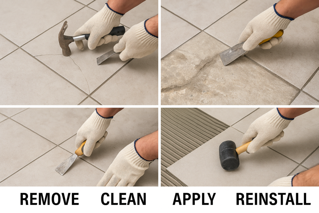 Repairing failed tile adhesive