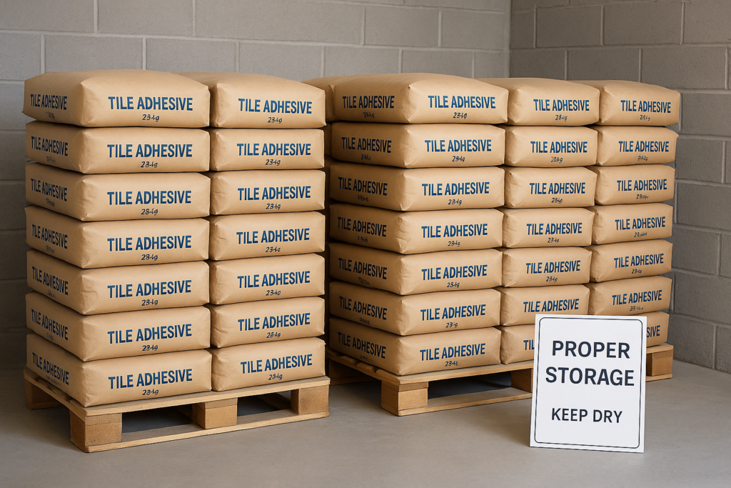 Proper tile adhesive storage