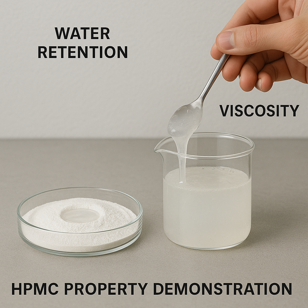 Demonstration of HPMC water retention and viscosity properties