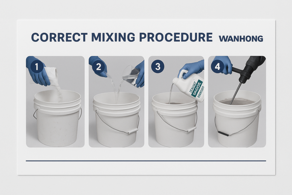 Proper mixing demonstration of grout additives