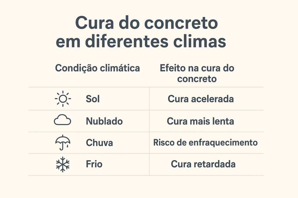 cura do concreto em diferentes climas