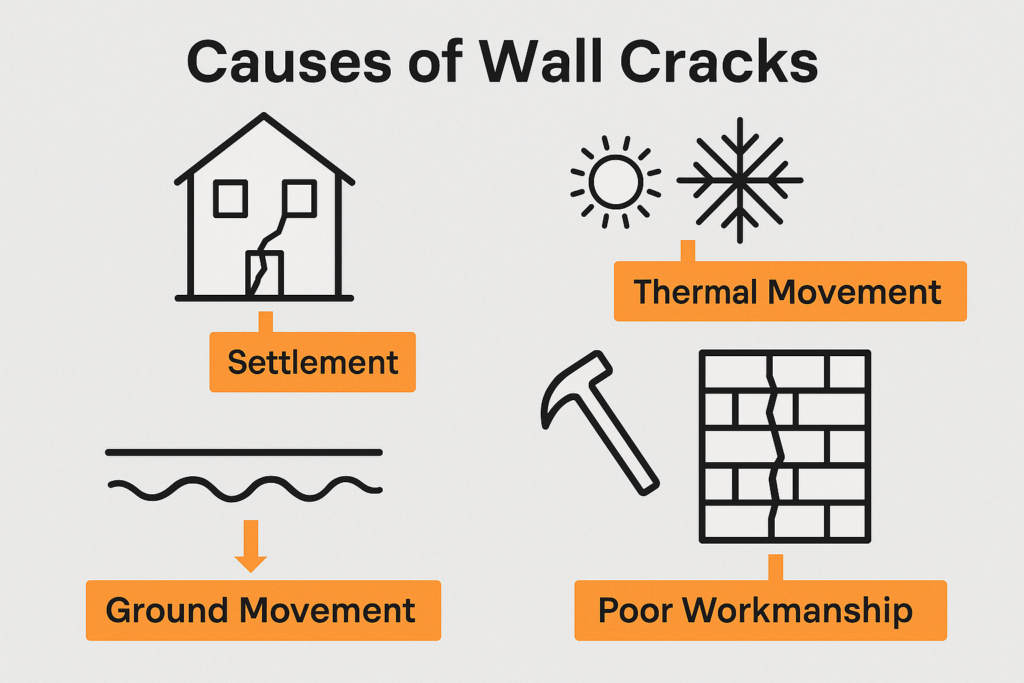 Diagram showing various causes of wall cracks causes of wall cracks diagram