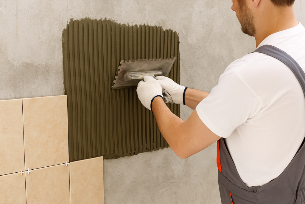 Tile adhesive application methods
