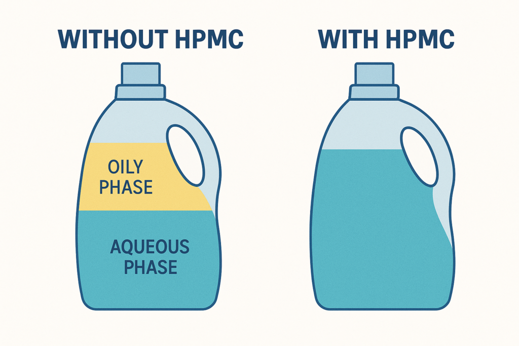 HPMC preventing ingredient separation in detergents HPMC stabilizing laundry detergent ingredients