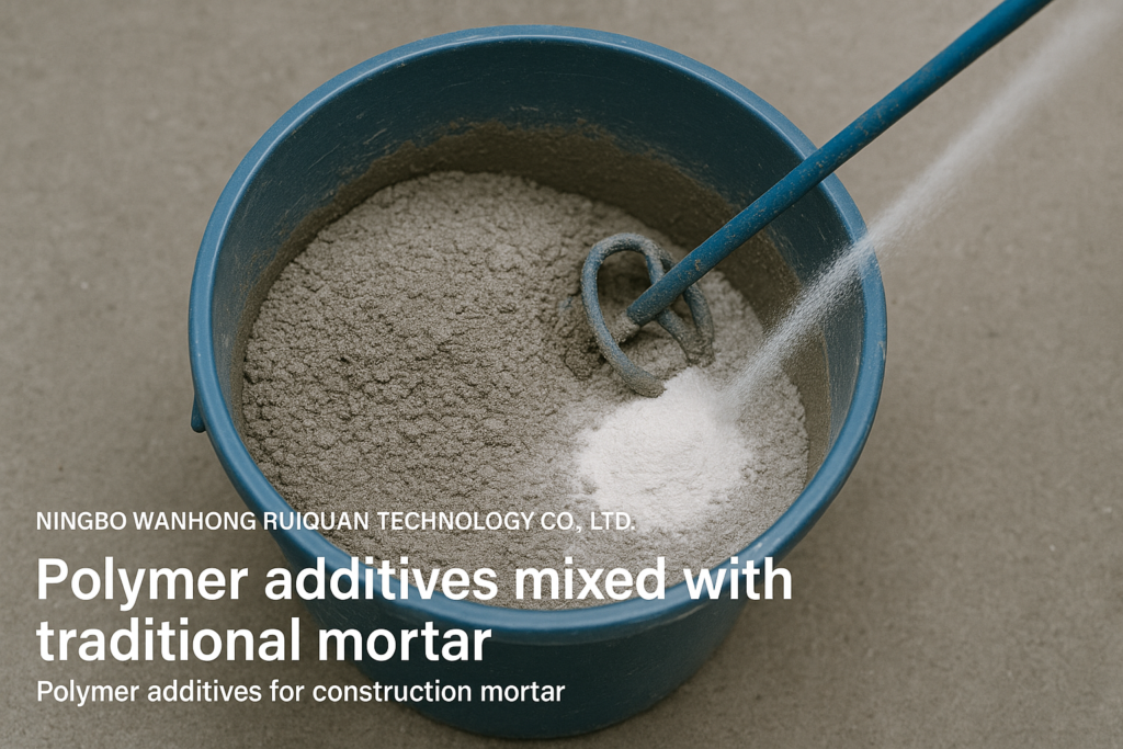 Polymer additives mixed with traditional mortar