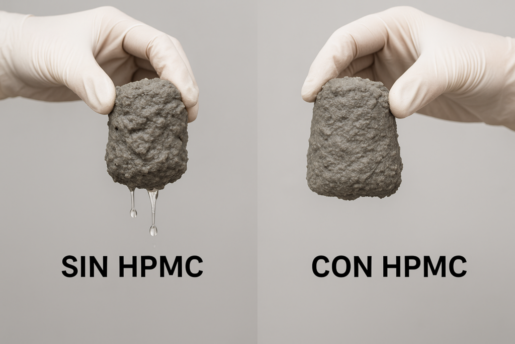 demostración de retención de agua