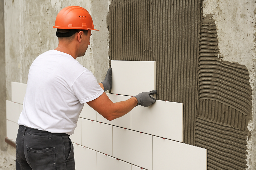 exterior cement adhesive application