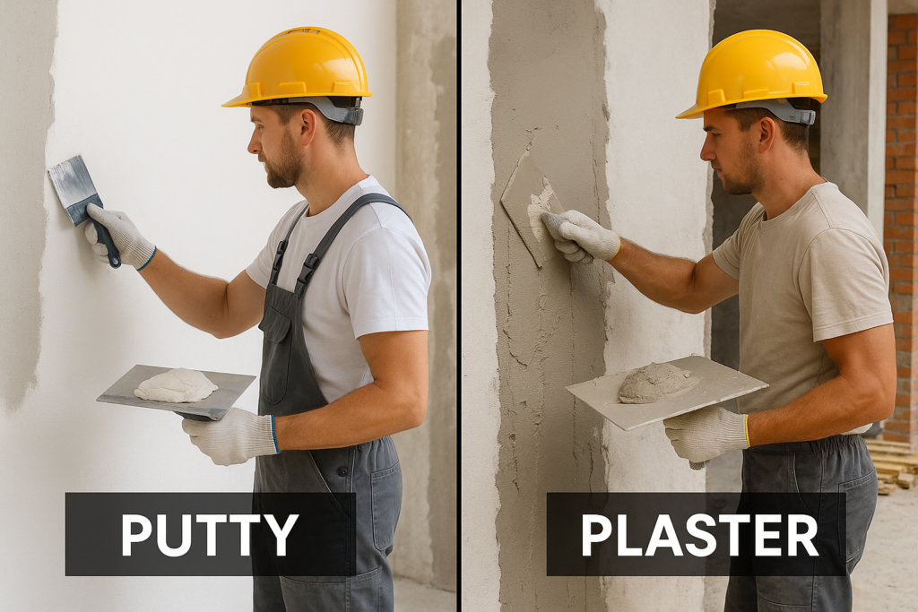 Putty vs Plastering application comparison Difference between putty and plaster application