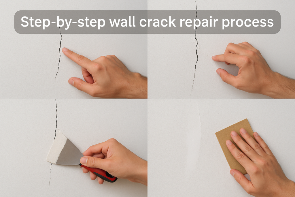 Step-by-step wall crack repair process wall crack repair process