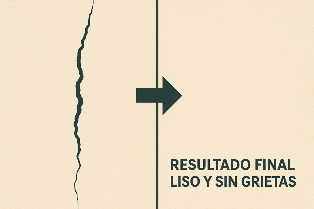 Resultado final con masilla flexible conclusión reparación de grietas