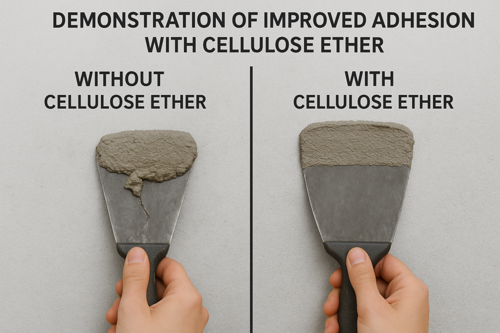 Demonstration of improved adhesion with cellulose ether cellulose ether enhancing mortar adhesion