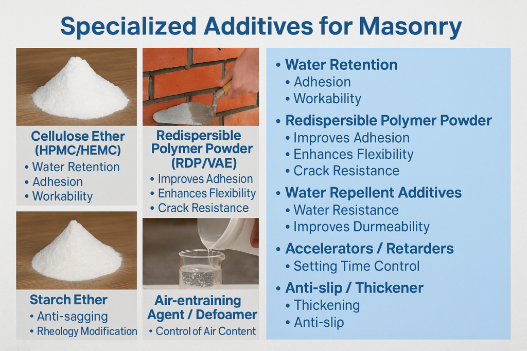 Various specialized additives for masonry applications specialized additives for masonry