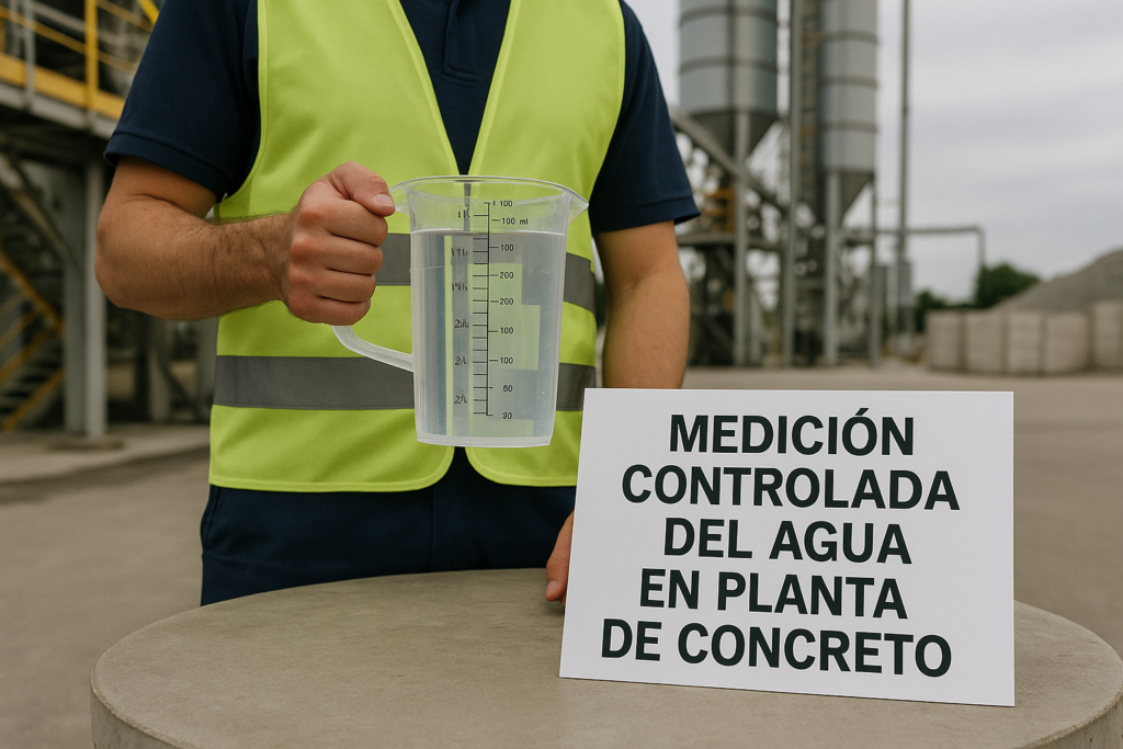 medición precisa del agua para concreto