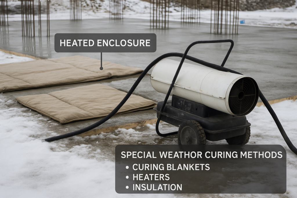 Cold weather concrete curing methods