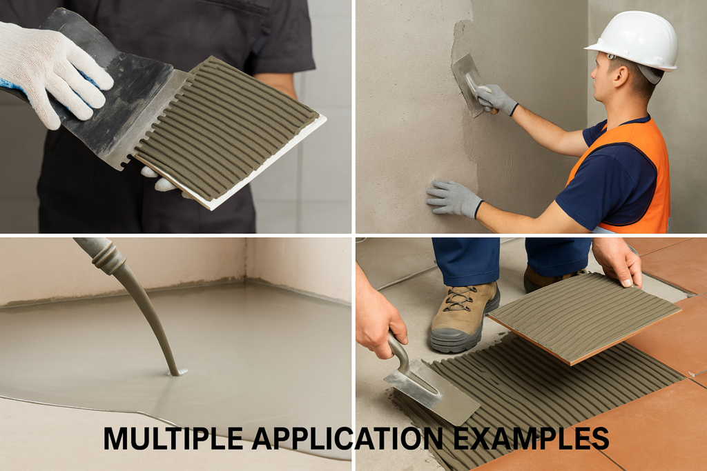 Various applications of HPMC-enhanced cement products Multiple application examples