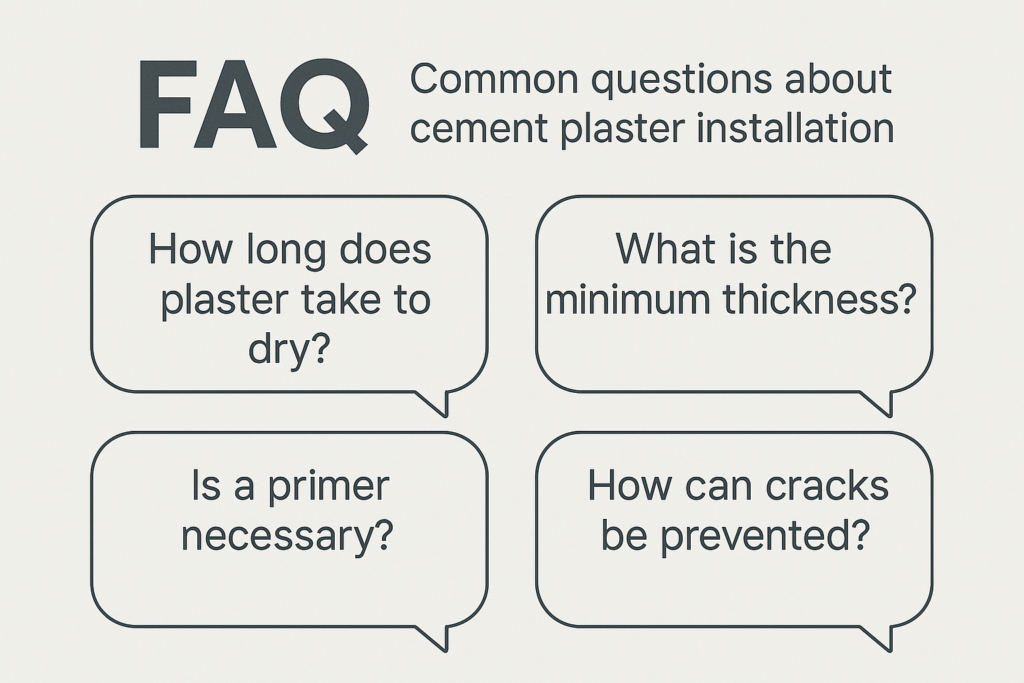 Common questions about cement plaster installation FAQ visualization