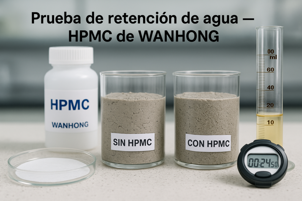 Prueba de retención de agua con HPMC de Wanhong Demostración de propiedades de retención de agua del HPMC