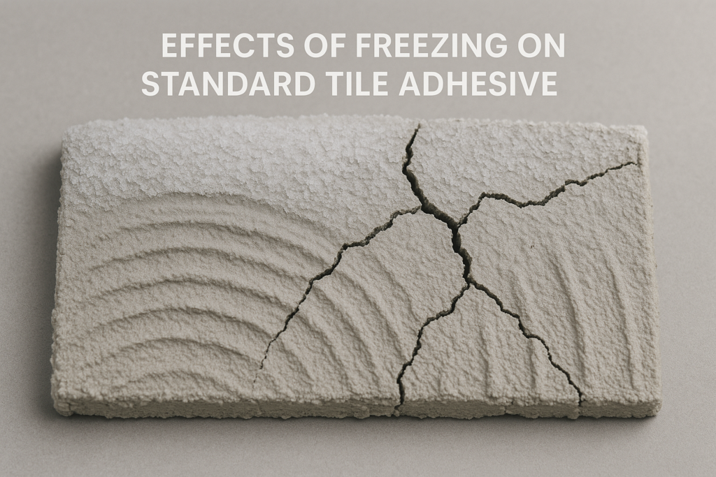 Effects of freezing on standard tile adhesive frozen tile adhesive showing cracks
