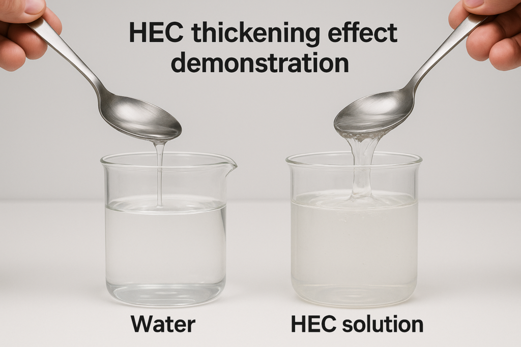 HEC viscosity comparison HEC thickening effect demonstration