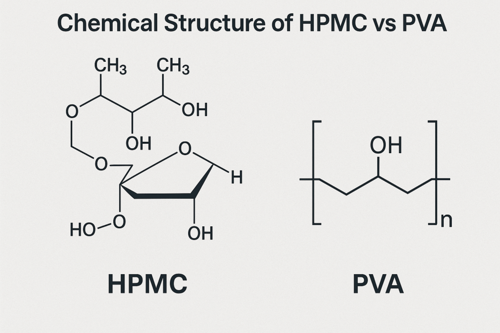 Chemical structure of HPMC vs PVA HPMC chemical structure comparison with PVA