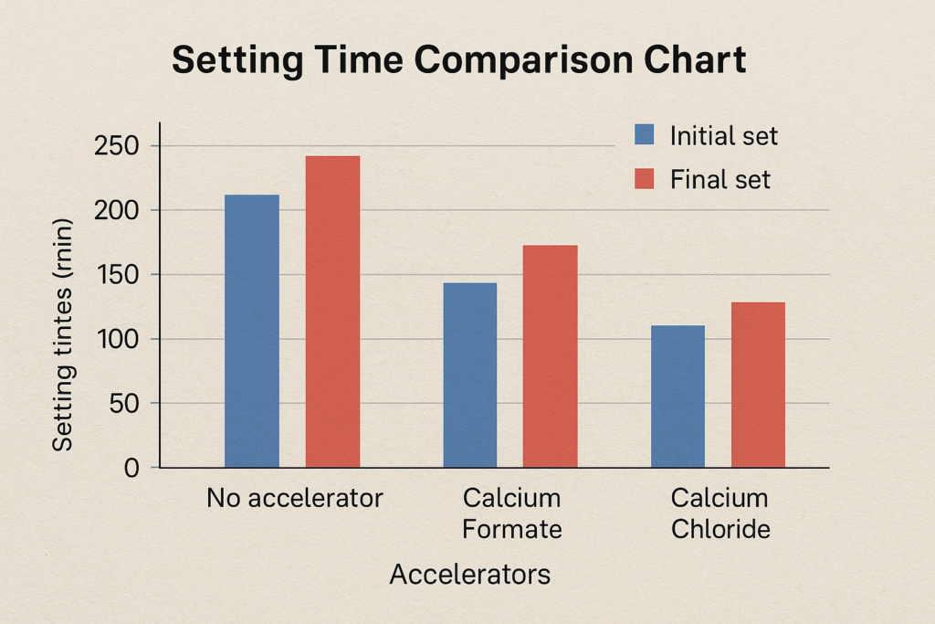 comparison chart showing setting times with different accelerators