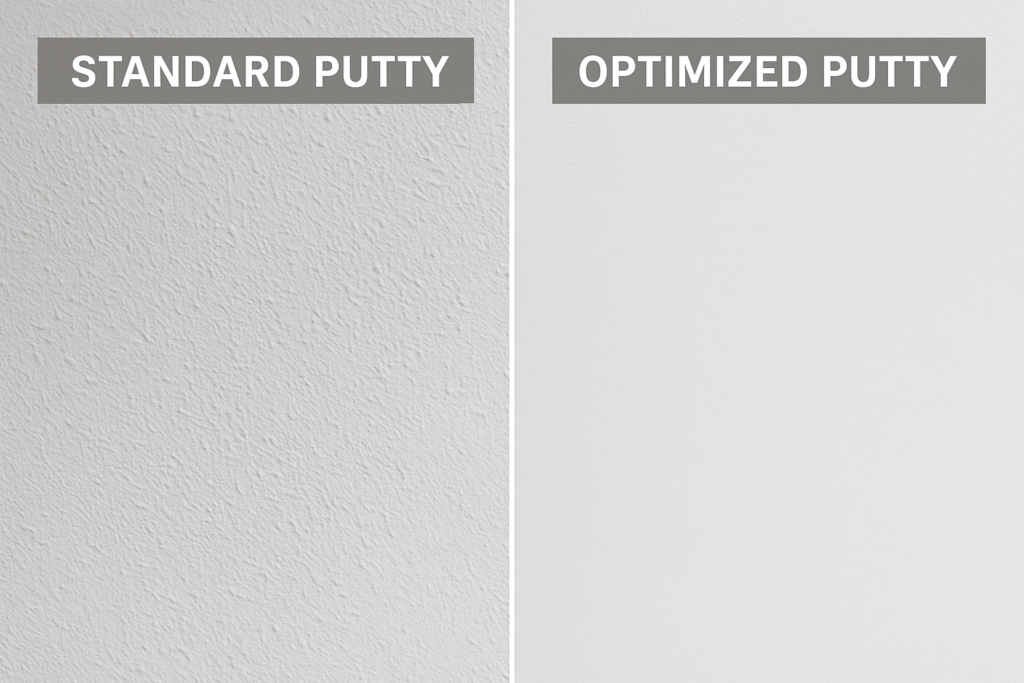 Optimized vs standard putty performance Wall surface quality comparison